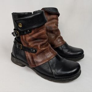 JAFA Leather Moto Slouch Ankle Boots